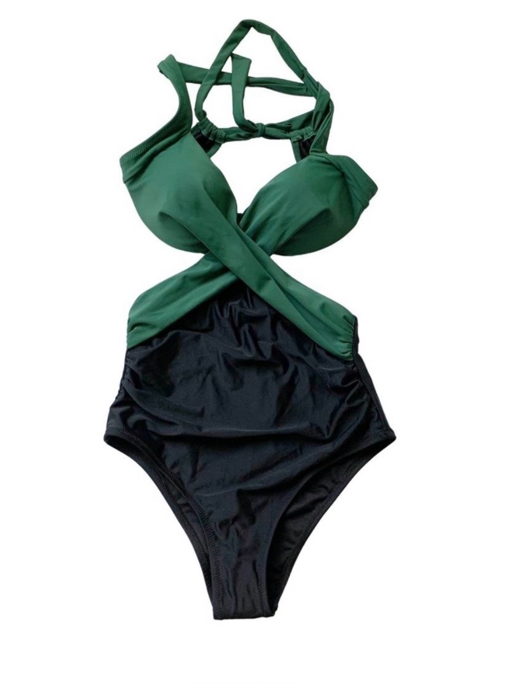 Cupshe Carly Colorblock Tummy Control One Piece Swimsuit Green Size Small E96